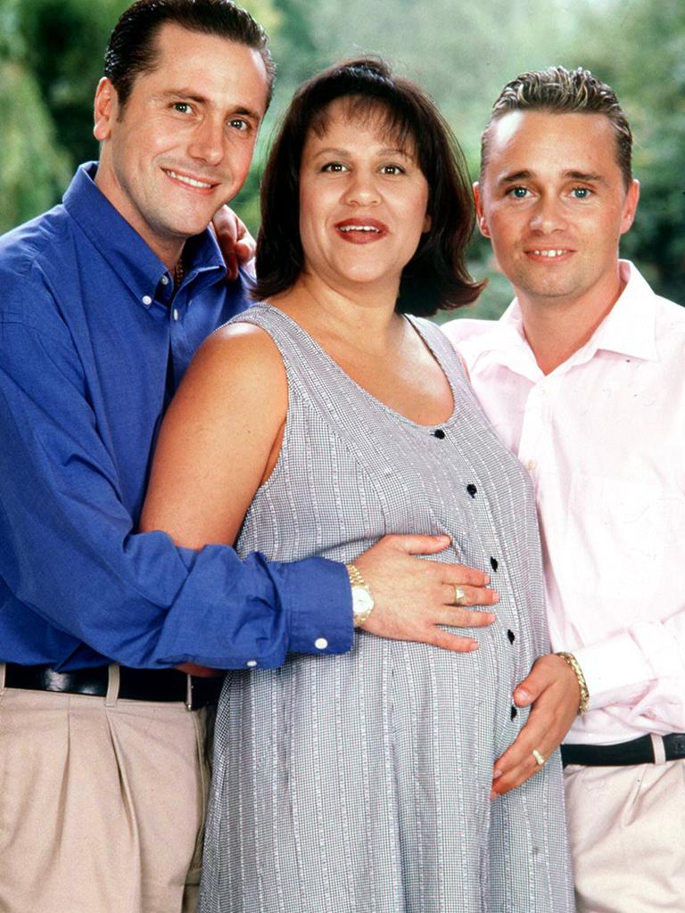 Tony Barlow (left), Barrie Drewitt and surrogate Rosalind Bellamy. Picture: Supplied