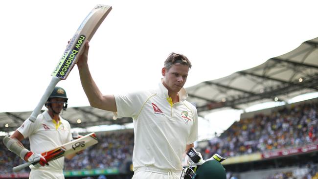 Steve Smith salutes the crowd after having scored his match-defining century.
