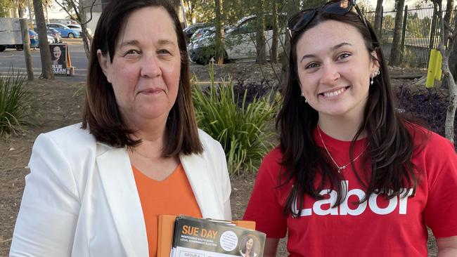 L: Independent councillor Sue Day, with newly elected Labor Cr Libby Austin