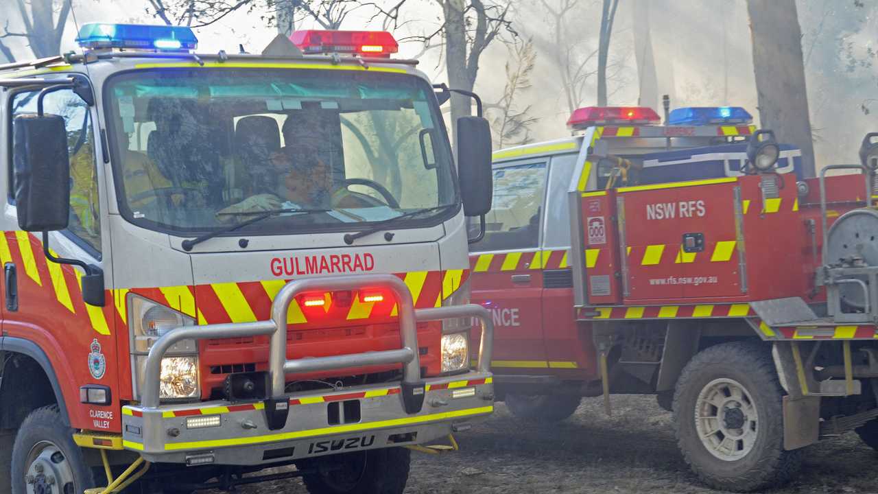 Clarence Valley Rural Fire Service crews battled an out of control bushfire at Whiteman Creek west of Grafton on Saturday, 10th August, 2019. Picture: Bill North