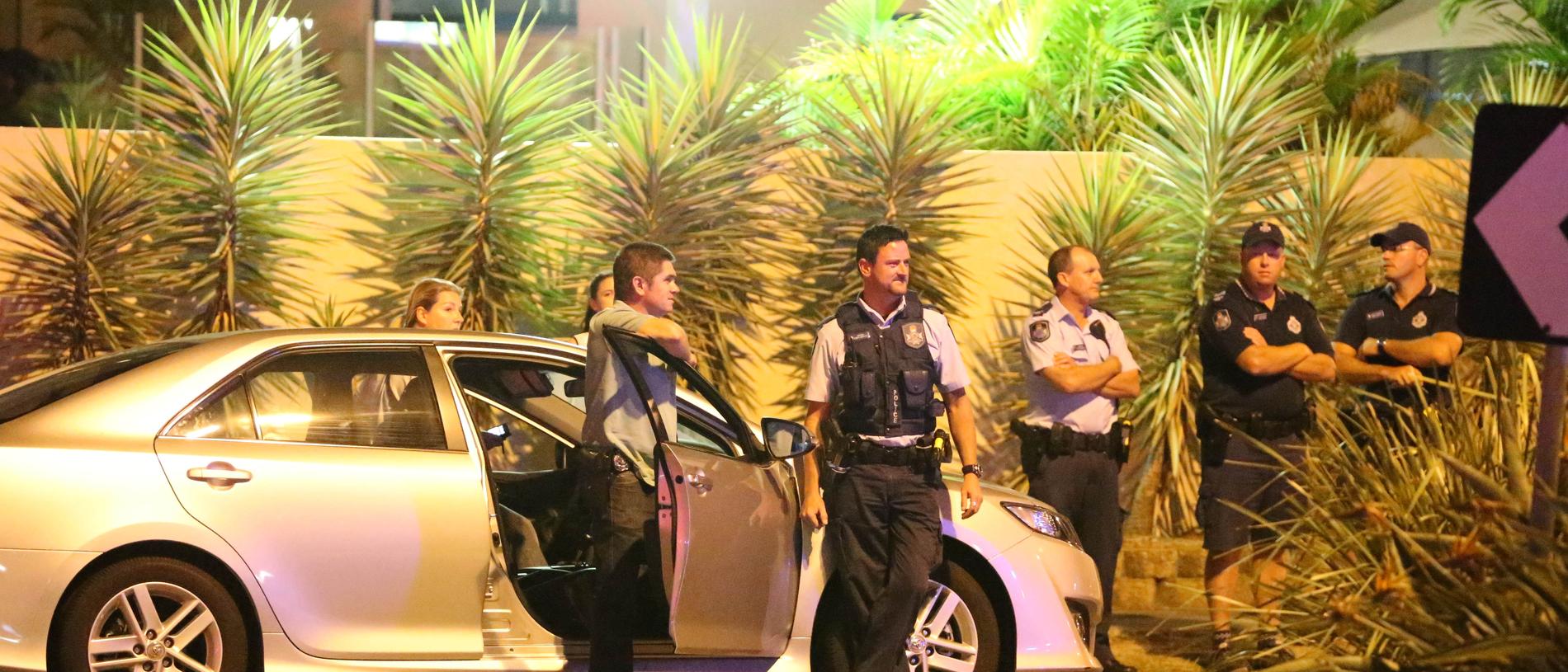 Police on Surf Parade just after the brawl captured by Bulletin Photographer Richard Gosling on the night.