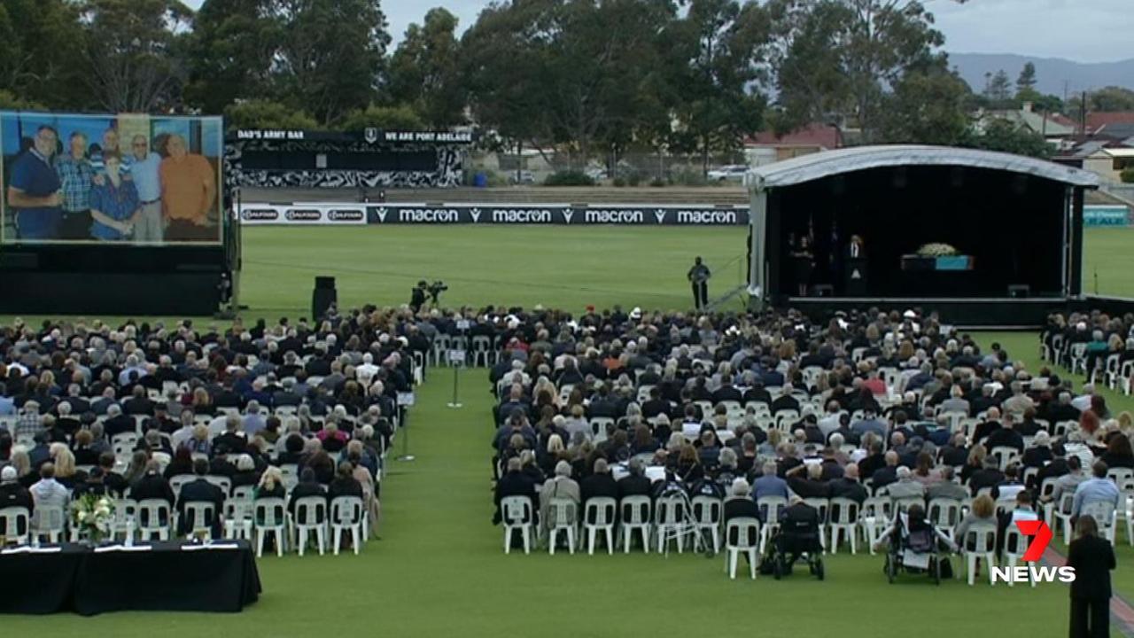 Packed seats for the state funeral of Russell Ebert. Picture: 7 NEWS