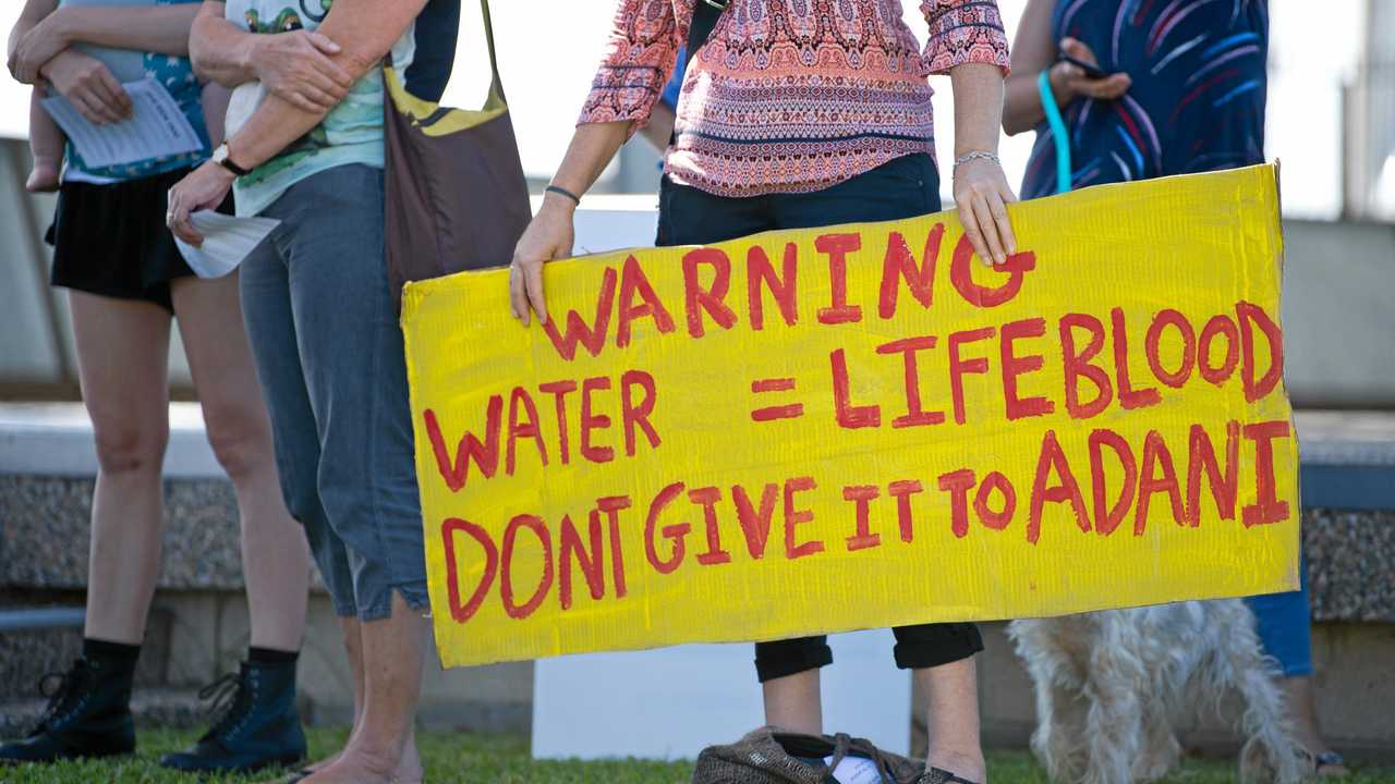 Residents at a 'Walk for Water' through central Mackay to call on the Federal and State Governments to stop Adani's coal mine and protect Queensland's ground and river water. Picture: Emma Murray