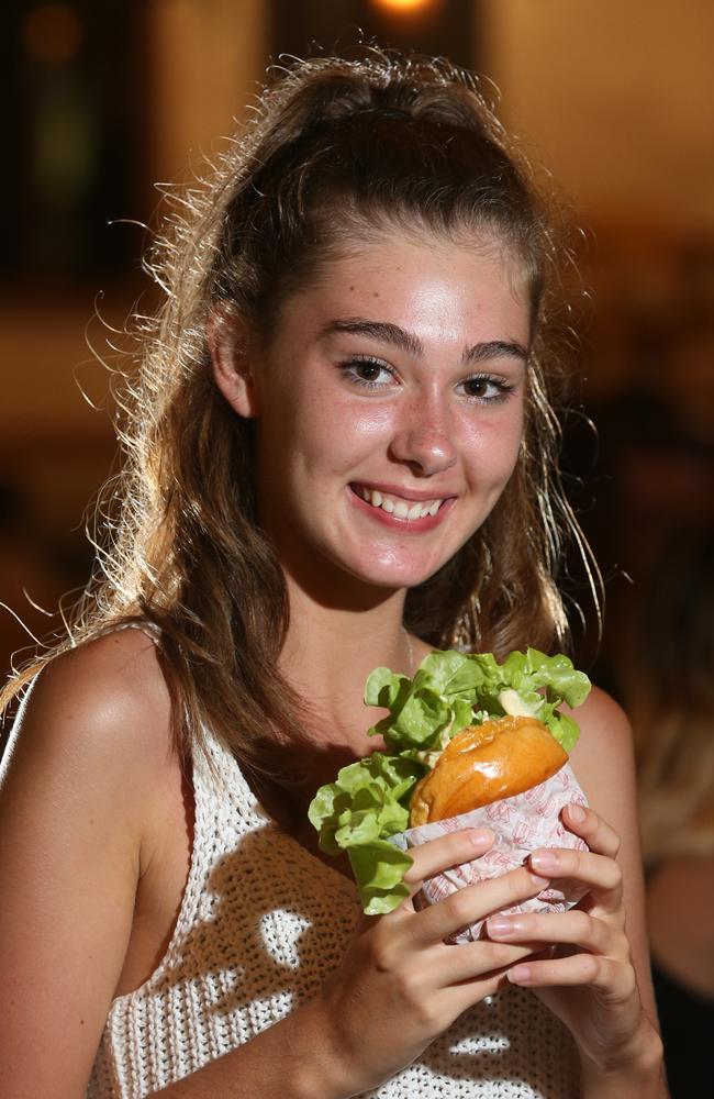 Vanessa Boyle enjoys a burger at Betty's Burgers. Picture: Regi Varghese