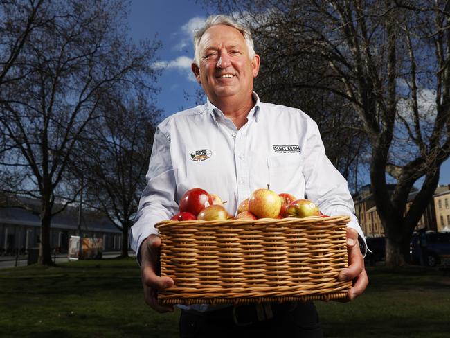 Apple grower Andrew Scott of Scott Brothers with his Tiger Fuji apples that are grown in the Huon Valley.  Picture: Nikki Davis-Jones