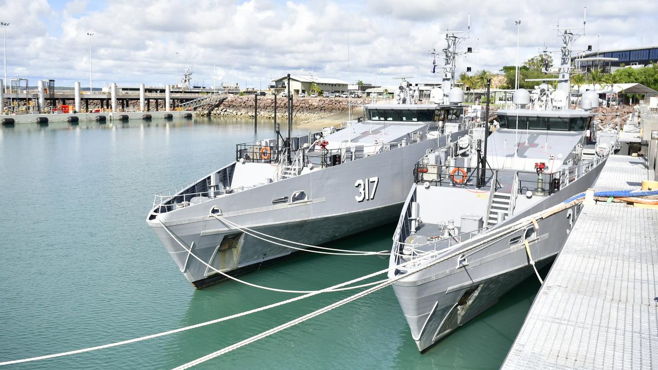 Two of the Evolved Cape Patrol Boats at HMAS Coonawarra on December 12, 2024. Picture: Darcy Fitzgerald