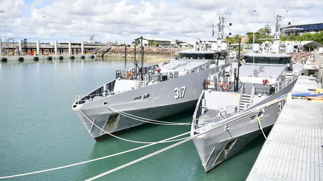 Two of the Evolved Cape Patrol Boats at HMAS Coonawarra on December 12, 2024. Picture: Darcy Fitzgerald