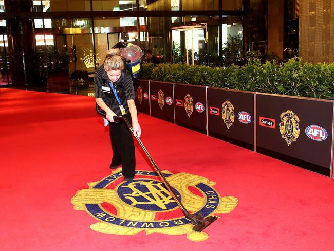 Brownlow preparations aren’t only done at home. Picture: Hamish Blair