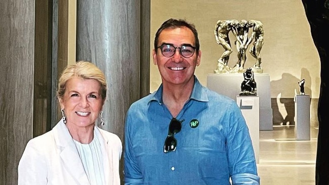 Former premier Steven Marshall with Julie Bishop at the Legion of Honour museum in San Francisco. Picture: Instagram