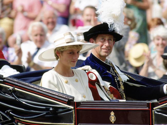 Charles and Di taking part in the Garter Ceremony at Windsor Castle. Picture: Tim Graham Photo Library via Getty Images