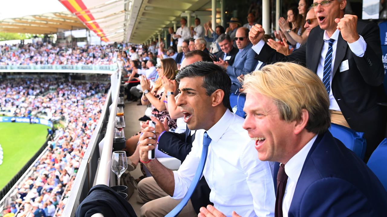 Mr Albanese’s taunt comes after British PM Rishi Sunak (centre) said the decision violated the spirit of cricket. Picture: Gareth Copley/Getty Images