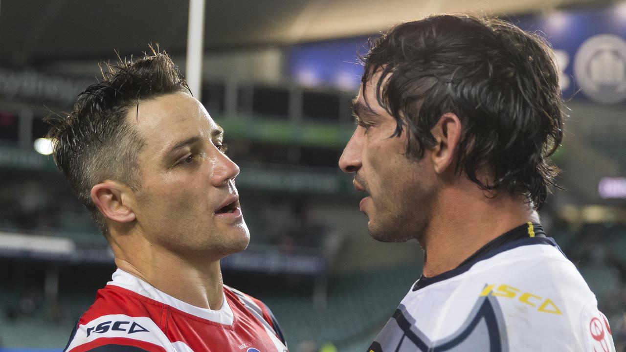 Cooper Cronk and Johnathan Thurston after the game.