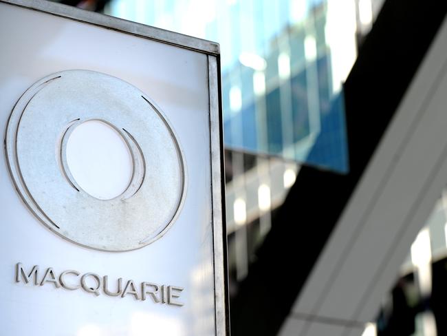 Macquarie Group signage is seen in Sydney, Friday, Sept. 11, 2015. (AAP Image/Joel Carrett) NO ARCHIVING