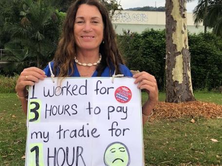 Ramsay Health Care Baringa Private Hospital nurse Jude Bryant rallies in Coffs Harbour 26 September 2024.