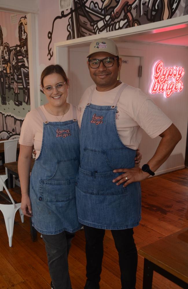 Jess and Adrian at Gypsy Burger in Zeally Bay Rd, Torquay.