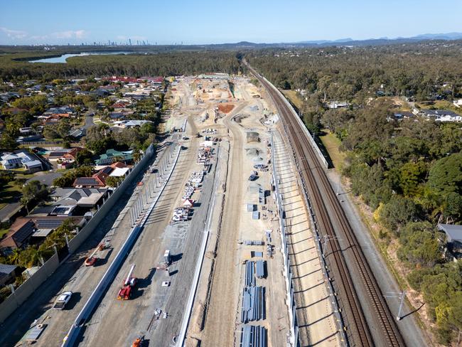 Work on Stage 1 North of the Coomera Connector pictured at Monterey Keys in July 2024. Picture: TMR