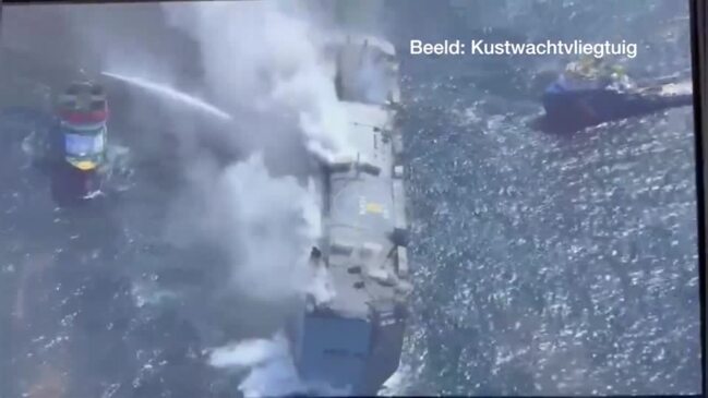 Cargo ships burns off the Dutch coast