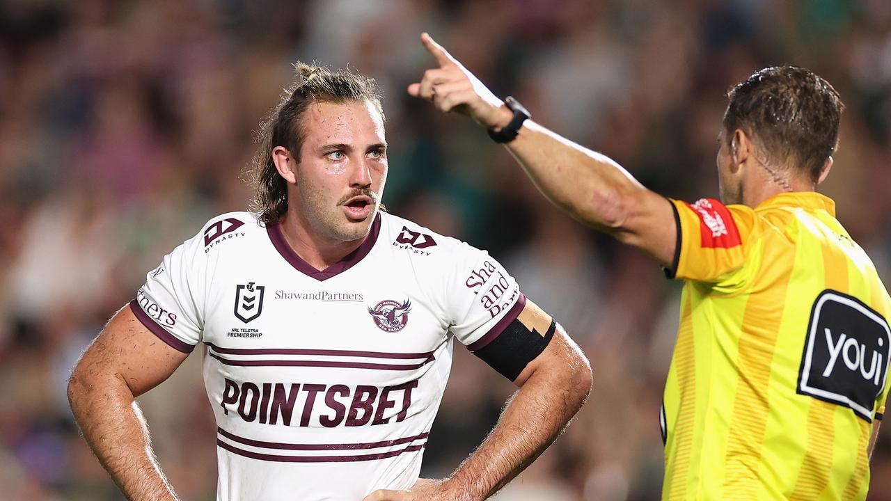 Karl Lawton is sent off after his tackle on Cameron Murray. (Photo by Cameron Spencer/Getty Images)