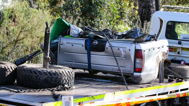 Part of the car being towed away from the crash scene on Wednesday. Picture: NCA NewsWire/Gaye Gerard