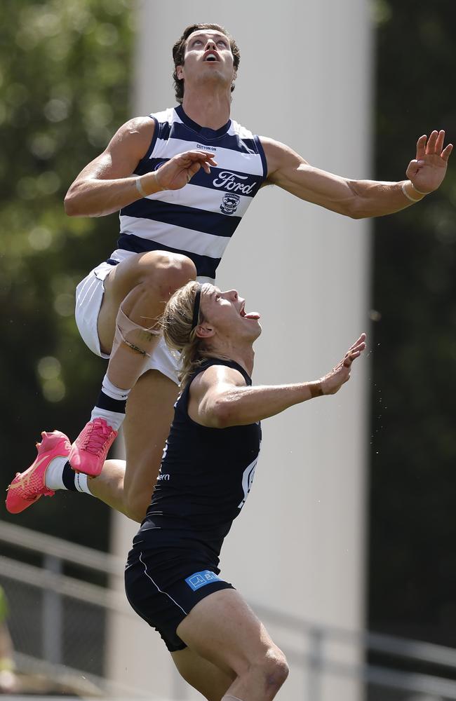 Will Shannon Neale partner Tom Hawkins and Jeremy Cameron in attack for the Cats? Picture: Michael Klein