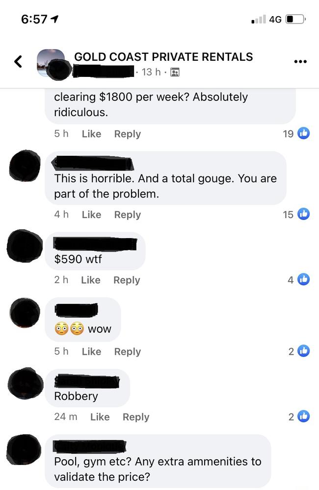 Facebook users were furious about the price being charged for the rental.