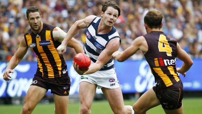 Patrick Dangerfield’s Geelong will face Hawthorn in the first week of the finals. Picture: Colleen Petch