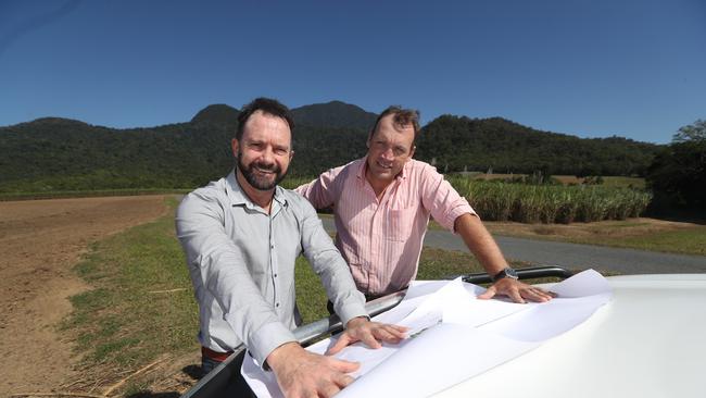 Robert Wheeler from Cardno and Ben Johnstone from the Property Shop at Cooper Rd in Mount Peter. PICTURE: STEWART McLEAN