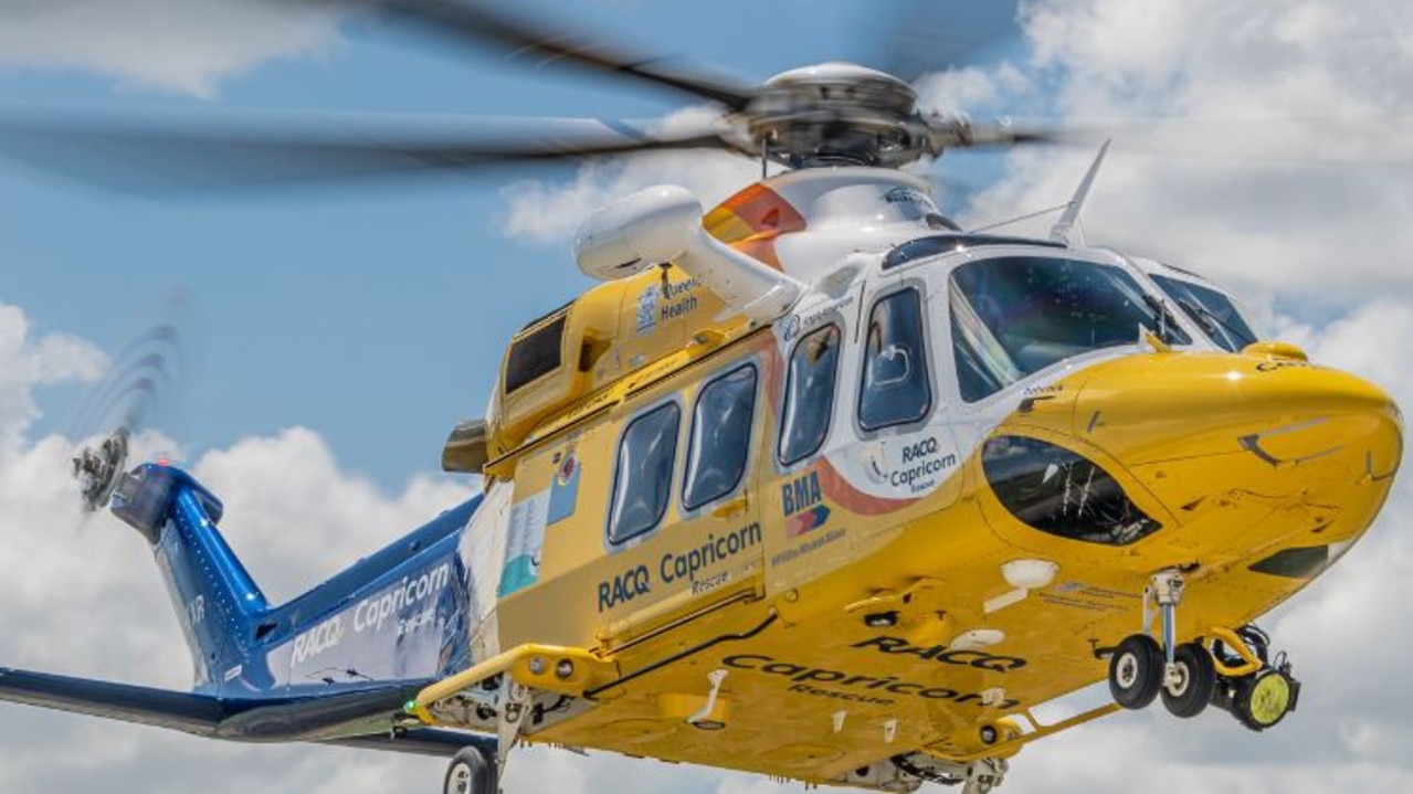 The RACQ CapRescue Rescue300 chopper is on its way to a cruise ship off the coast of Central Queensland on Wednesday, October 5, 2022.