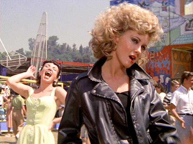 LOS ANGELES - JUNE 16: The movie "Grease", directed by Randal Kleiser. Seen here from left, Jamie Donnelly as Jan and Olivia Newton-John (in foreground, wearing tight black) as Sandy.  Initial theatrical release of the film, June 16, 1978.ÃÂ Screen capture. Paramount Pictures. (Photo by CBS via Getty Images)