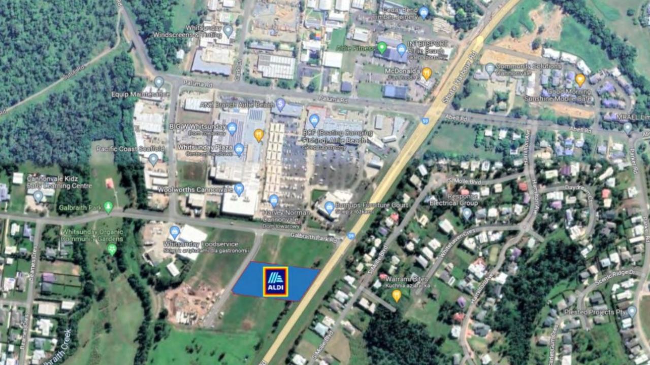 Design plans for Aldi's new Cannonvale store between Shute Harbour Rd and Central Ave. Picture: Documents submitted to Whitsunday Regional Council