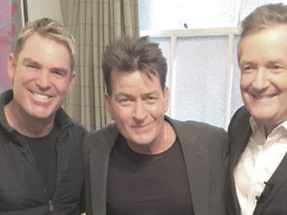 Shane Warne with Charlie Sheen and Piers Morgan. Picture: Instagram pic