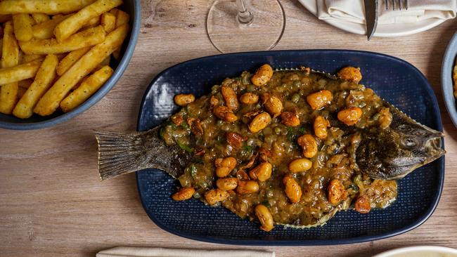 The whole flounder with crisp butter beans is a great idea, well executed.