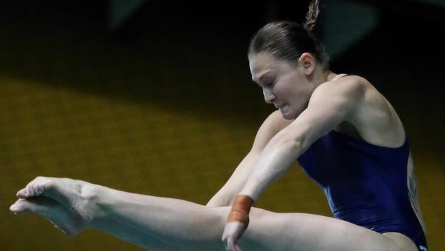 Melissa Wu competing in the womens 10m diving in Australia.