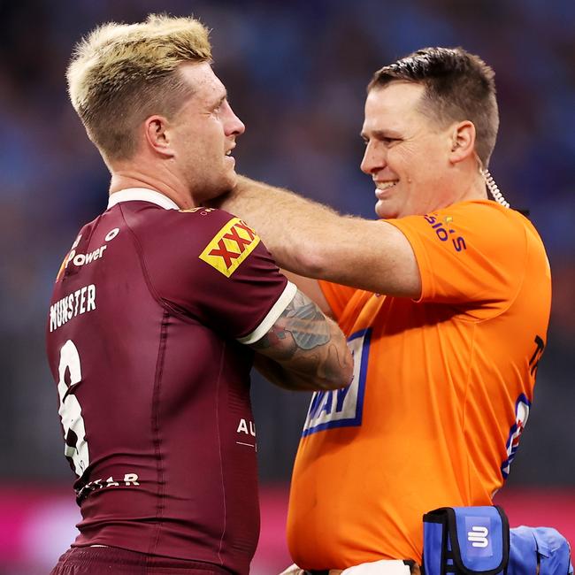 Cameron Munster has his shoulder checked out. Picture: Mark Kolbe/Getty Images