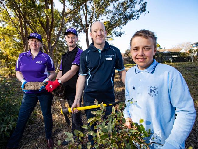 Epping Club representatives Seona Wallace and Ryan Clarke, Karonga School principal Mark Gosbell and school vice-captain Joshua. Picture: Julian Andrews