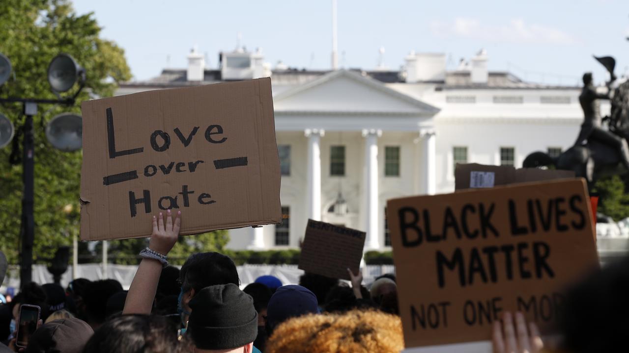 Demonstrators gather at the White House to protest the death of George Floyd. Picture: AP