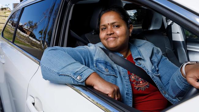 Western Sydney mum Priya Aakassh has turned to Uber. Picture: Max Mason-Hubers