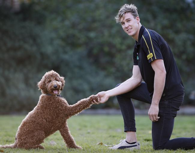 Richmond’s Tom Lynch with Gryff. Picture: David Caird