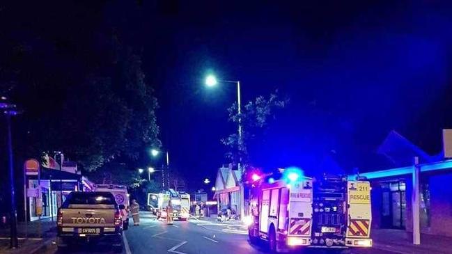 NSW Fire & Rescue Alstonville crews at the scene of the business fire in Main St in November last year.