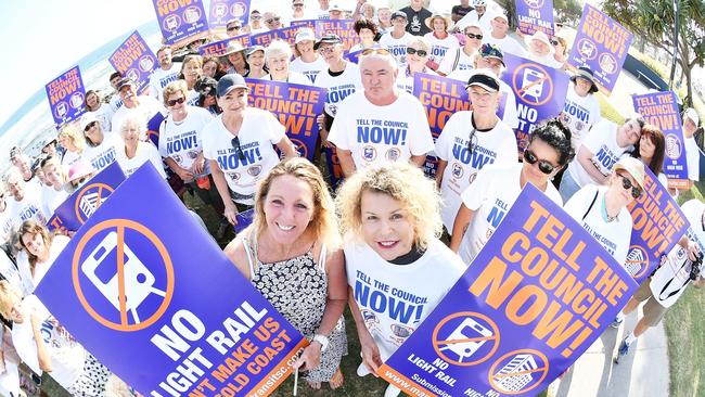 Massive light rail protest is being organised on Alexandra Beach next Sunday ahead of the crucial vote on mass transit options. Pictured, Michelle Young and Rachael Bermingham (centre). Photo: Patrick Woods.