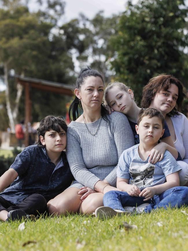 Charmaine Brookes and her 4 kids are living in a motel in Cessnock because they can’t find a rental anywhere. Picture: David Swift