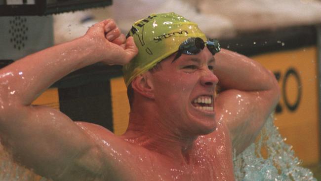 Kieren Perkins after winning the 1500m freestyle at the 1994 Commonwealth Games.