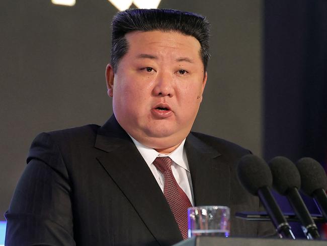 This picture taken on November 21, 2024 and released from North Korea's official Korean Central News Agency (KCNA) on November 22, 2024 shows North Korean leader Kim Jong Un attending an opening ceremony for the National Defence Development-2024 exhibition in Pyongyang. (Photo by KCNA VIA KNS / AFP) / South Korea OUT / ---EDITORS NOTE--- RESTRICTED TO EDITORIAL USE - MANDATORY CREDIT 