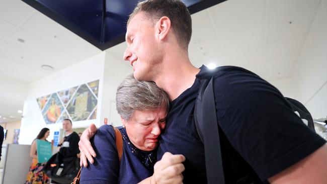 Ashmore mum Avril Irons was over the moon to finally reunite with her son Travis Irons. Picture: Scott Powick