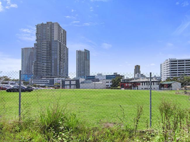 A central Southport site on Scarborough Street, which has long been owned by developer ASF Group and was earmarked for a giant gold tower development The AU, is on the market from Canford Estate Agents. Picture: Supplied