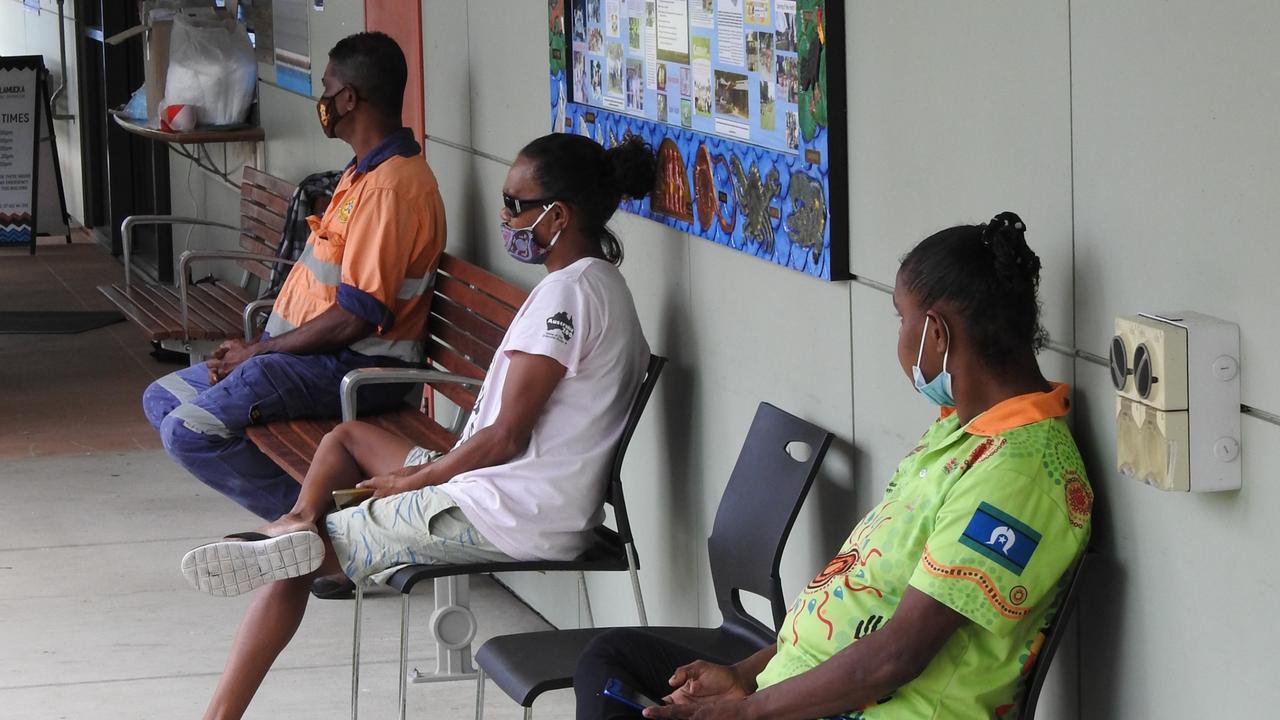 Residents waiting at a fever clinic in the Far North Queensland community of Yarrabah.