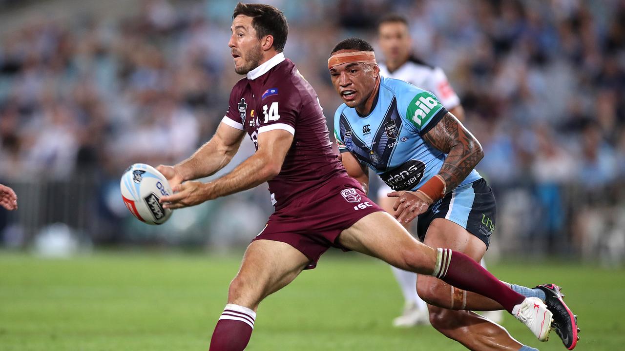 Under his old Brisbane Broncos coach Anthony ‘Hook’ Griffin, Ben Hunt has regained his mojo in club footy in 2021. Picture: Mark Kolbe / Getty Images