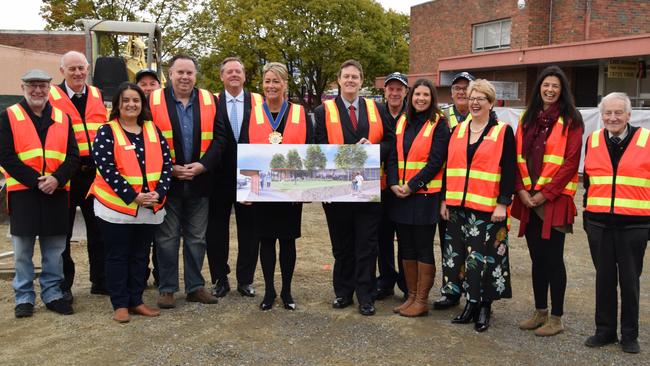 Maroondah councillors and Croydon community representatives at the sod-turning for the new Croydon Town Square in August last year. Picture: Supplied.