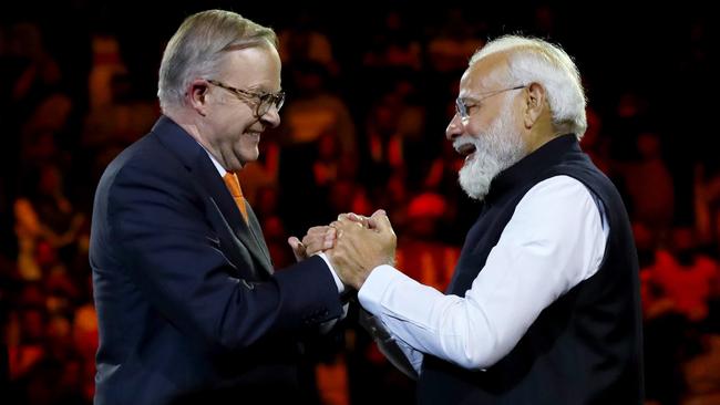 Prime Minister Anthony Albanese and India's Prime Minister Narendra Modi. Picture: Lisa Maree Williams/Getty Images