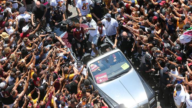 LeBron James is given a hero’s welcome back in Cleveland after the NBA Finals win.